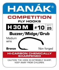Fly Tying Hook Hanak Competition Buzzer/Midge/Grub (H30M)